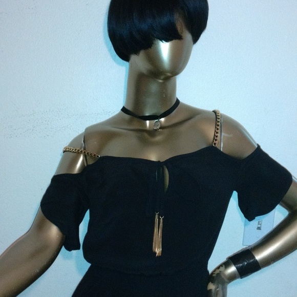 bebe black chain jumpsuit size small - Picture 3 of 15